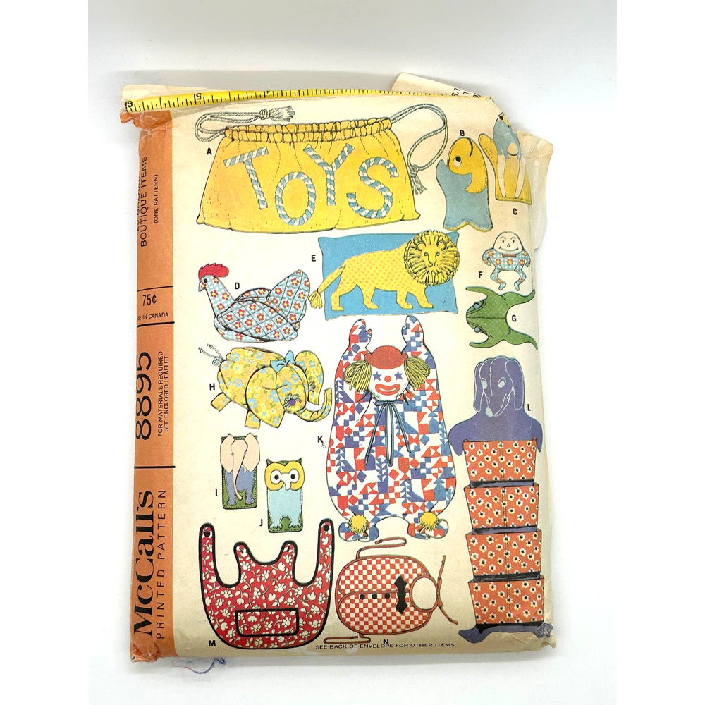 McCalls Vintage 1960's‎  Pattern #8895 Toys and toy Bag Humpty Dumpty Elephant
